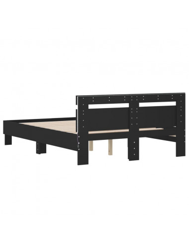 Giroletto con Testiera e LED Nero 135x190 cm