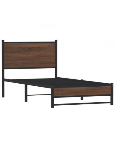 Giroletto con Testiera in Metallo Rovere Marrone 90x200 cm