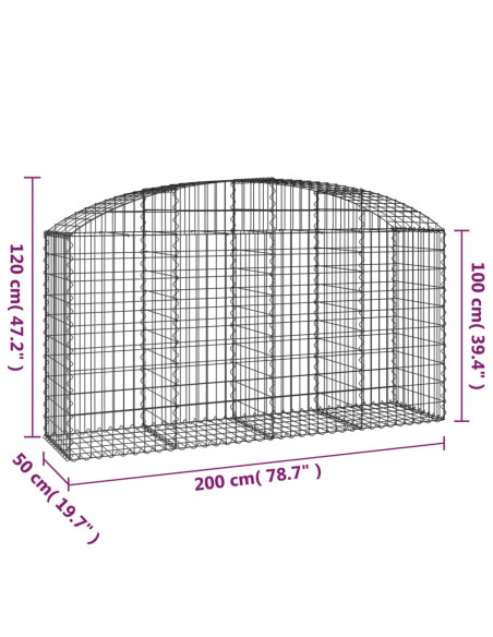Cesto Gabbione ad Arco 200x50x100/120 cm Ferro Zincato