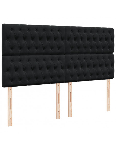 Giroletto a Molle con Materasso Nero 200x200 cm in Velluto