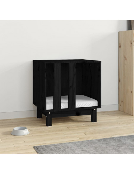 Casetta per Cani Nero 50x40x52 cm in Legno Massello di Pino