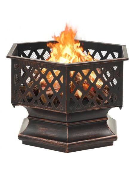 Braciere Rustico con Attizzatoio 62x54x56 cm XXL in Acciaio