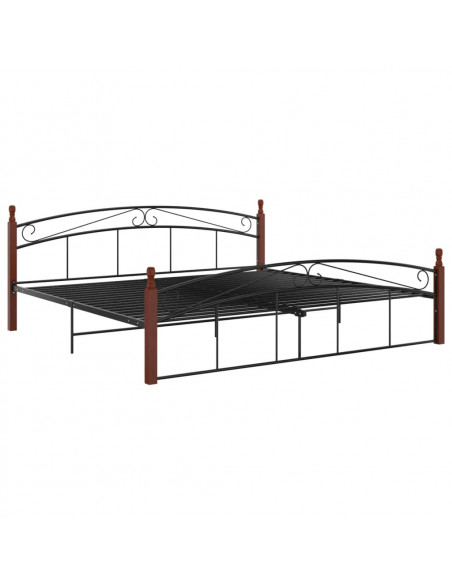 Giroletto Nero in Metallo e Legno Massello di Rovere 200x200 cm