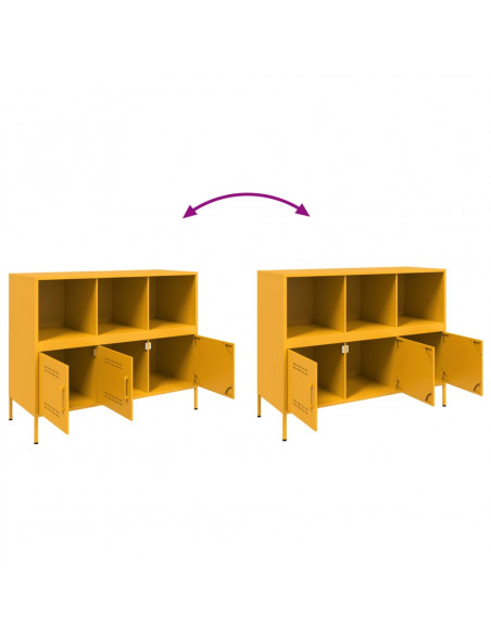 Credenza Giallo Senape 100,5x39x79 cm Acciaio Laminato a Freddo
