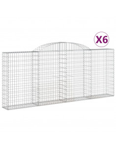 Cesti Gabbioni ad Arco 6 pz 300x30x120/140 cm Ferro Zincato 2