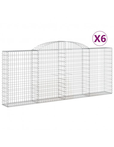 Cesti Gabbioni ad Arco 6 pz 300x30x120/140 cm Ferro Zincato