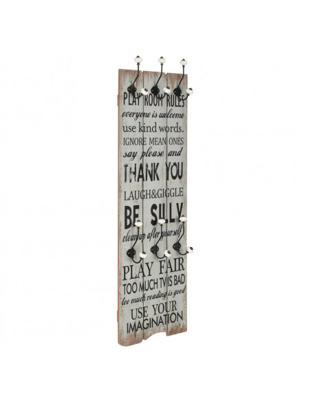 Appendiabiti da Parete con 6 Ganci THANK YOU 120x40 cm