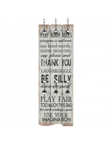 Appendiabiti da Parete con 6 Ganci THANK YOU 120x40 cm