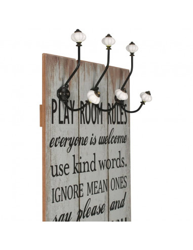 Appendiabiti da Parete con 6 Ganci THANK YOU 120x40 cm