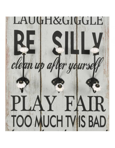 Appendiabiti da Parete con 6 Ganci THANK YOU 120x40 cm