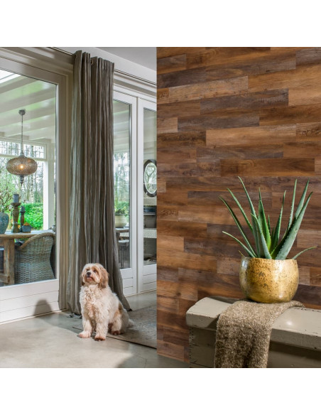 WallArt Listoni Effetto Legno Rovere Barnwood Marone Ambra