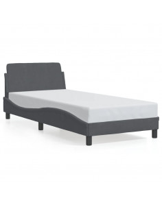 Giroletto con Testiera Grigio Scuro 90x200 cm in Velluto 2