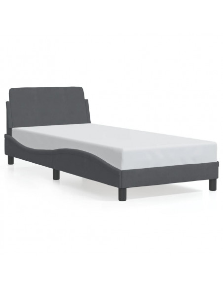 Giroletto con Testiera Grigio Scuro 90x200 cm in Velluto