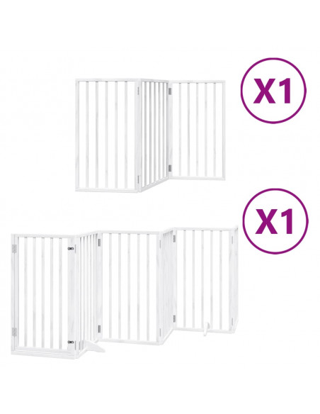 Cancello Cani Porta Pieghevole Bianco 9 Pannelli 450 cm Pioppo