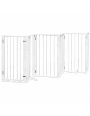 Cancello Cani Porta Pieghevole Bianco 9 Pannelli 450 cm Pioppo