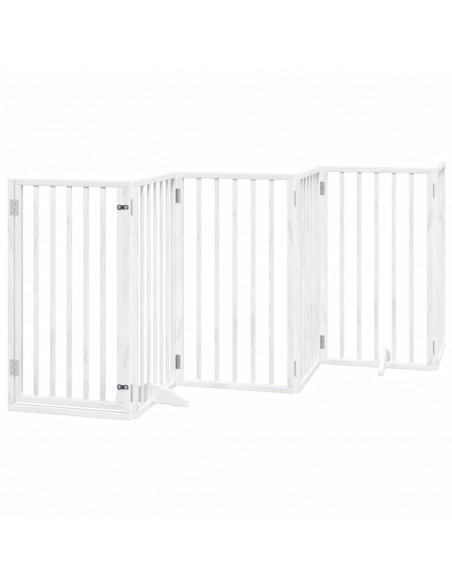 Cancello Cani Porta Pieghevole Bianco 9 Pannelli 450 cm Pioppo