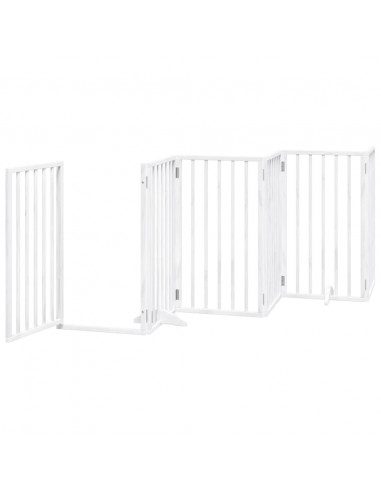 Cancello Cani Porta Pieghevole Bianco 9 Pannelli 450 cm Pioppo