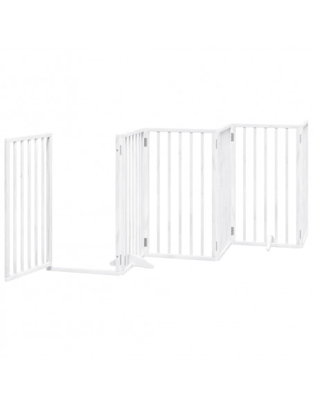 Cancello Cani Porta Pieghevole Bianco 9 Pannelli 450 cm Pioppo