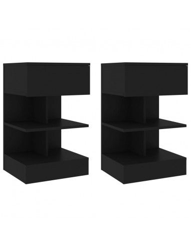 Comodini 2 pz Neri 40x35x65 cm