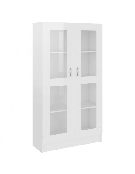 Armadietto Vetrina Bianco Lucido 82,5x30,5x150 cm Multistrato