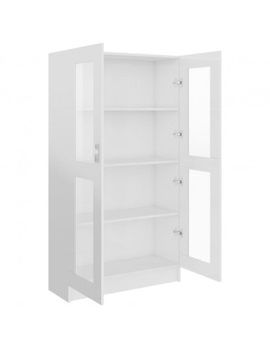 Armadietto Vetrina Bianco Lucido 82,5x30,5x150 cm Multistrato