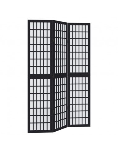 Divisorio Ambienti 3 Pannelli Nero Legno Massello di Paulownia