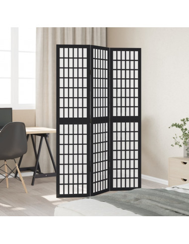Divisorio Ambienti 3 Pannelli Nero Legno Massello di Paulownia