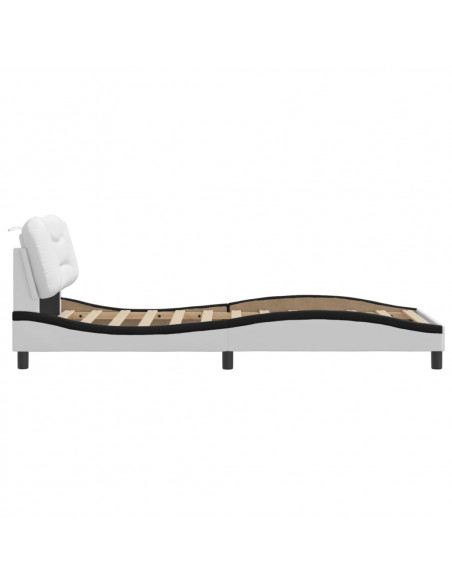 Giroletto con Testiera Bianco e Nero 90x200 cm in Similpelle