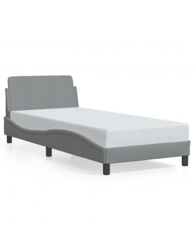 Giroletto con Testiera Grigio Chiaro 90x200 cm in Tessuto