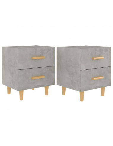 Comodini 2 pz Grigio Cemento 40x35x47,5 cm