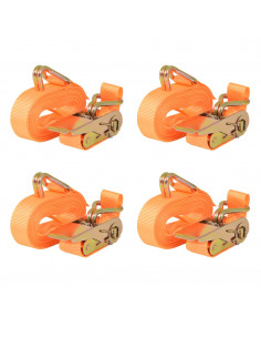 Cinghie d'Ancoraggio 4 pz a Cricchetto 0,4 T 6mx25mm Arancione 2