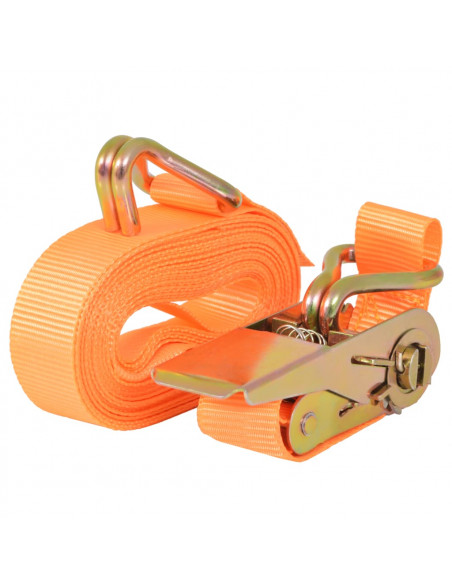 Cinghie d'Ancoraggio 4 pz a Cricchetto 0,4 T 6mx25mm Arancione
