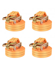 Cinghie d'Ancoraggio 4 pz a Cricchetto 1 T 6mx38mm Arancione 2