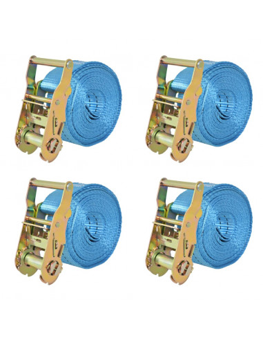 Cinghie d'Ancoraggio 4 pz a Cricchetto 2 T 6mx38mm Blu