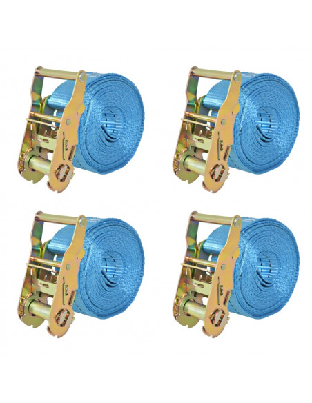 Cinghie d'Ancoraggio 4 pz a Cricchetto 2 T 6mx38mm Blu