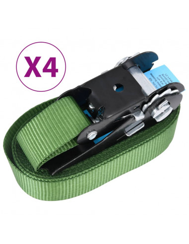 Cinghie d'Ancoraggio a Cricchetto 4 pz 800 daN 6m Verde