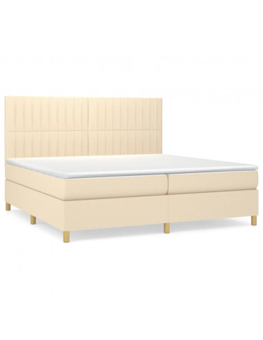 Giroletto a Molle con Materasso Crema 200x200 cm in Tessuto