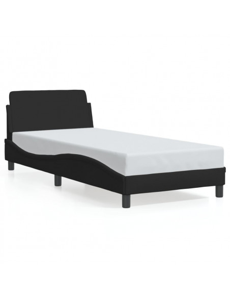 Giroletto con Testiera Nero 90x200 cm in Tessuto