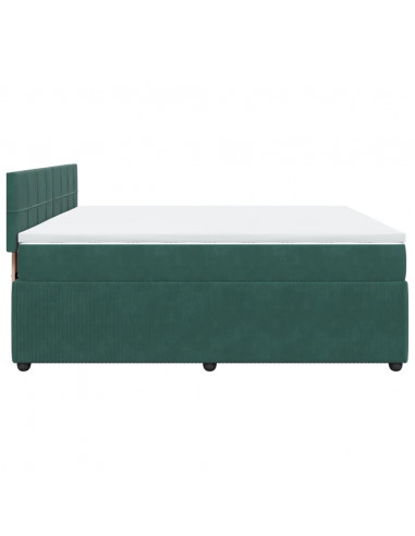 Giroletto a Molle con Materasso Verde Scuro 180x200 cm Velluto