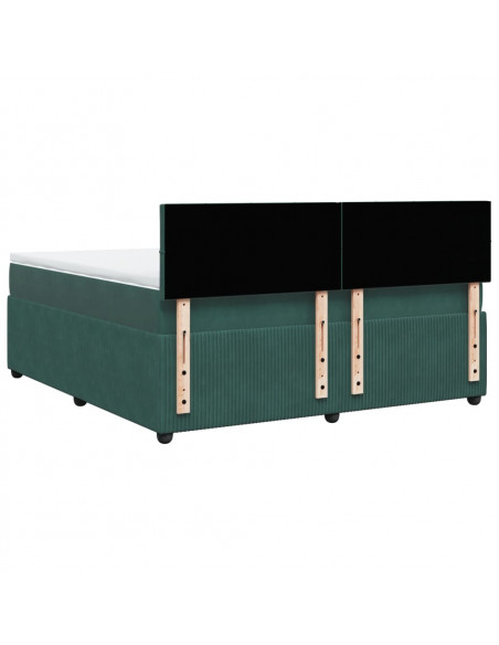 Giroletto a Molle con Materasso Verde Scuro 180x200 cm Velluto