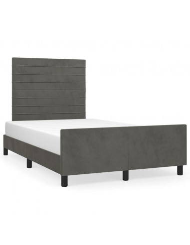 Giroletto con Testiera Grigio Scuro 120x190 cm in Velluto