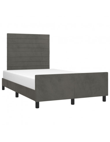 Giroletto con Testiera Grigio Scuro 120x190 cm in Velluto