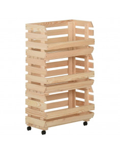 Carrello Portaverdure 37x30x80 cm in Legno Massello di Pino 2