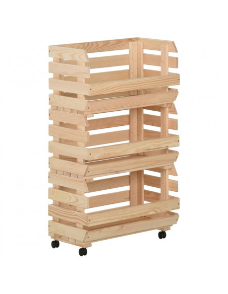 Carrello Portaverdure 37x30x80 cm in Legno Massello di Pino