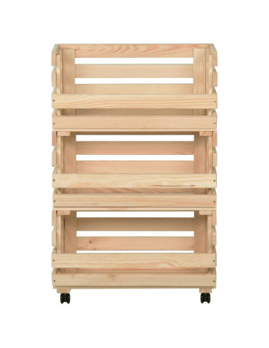 Carrello Portaverdure 37x30x80 cm in Legno Massello di Pino