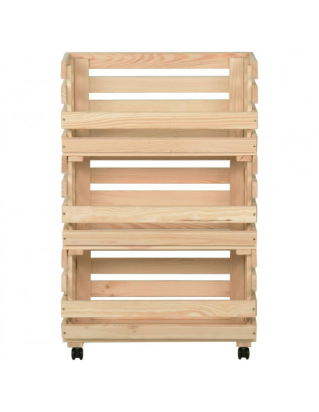 Carrello Portaverdure 37x30x80 cm in Legno Massello di Pino