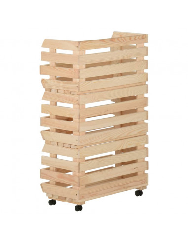 Carrello Portaverdure 37x30x80 cm in Legno Massello di Pino