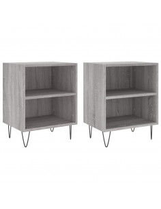 Comodini Grigio Sonoma 2 pz 40x30x50 cm in Legno Multistrato 2