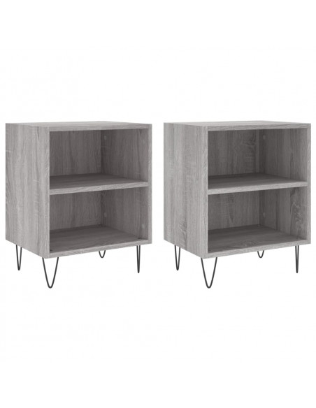 Comodini Grigio Sonoma 2 pz 40x30x50 cm in Legno Multistrato