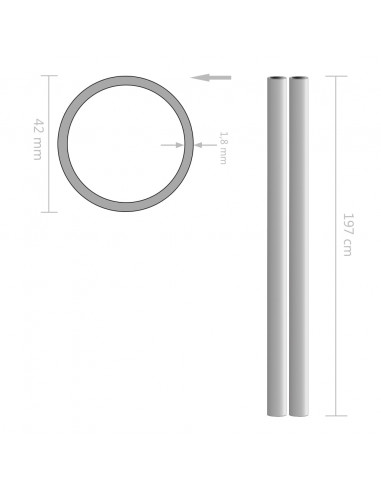 Tubi in Acciaio Inossidabile Rotondi 2 pz V2A 2m Ø42x1,8mm